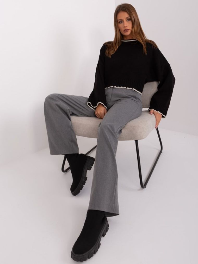 Spodnie materiałowe damskie, szare, Lakerta