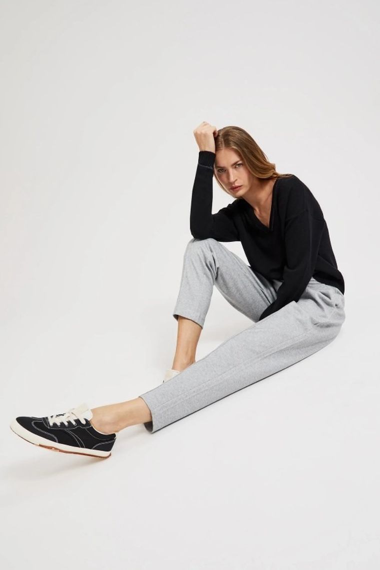 Spodnie materiałowe damskie, szare, Moodo