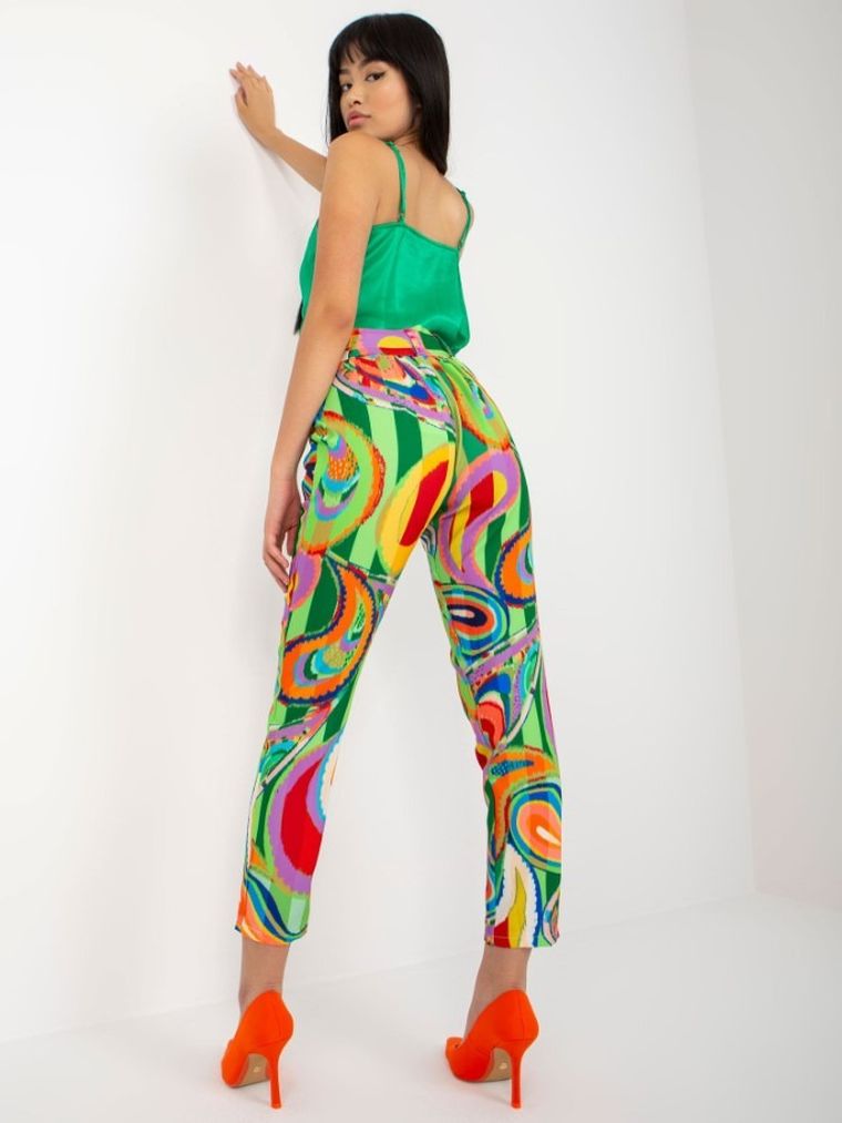 Spodnie materiałowe damskie, zielone, Italy Moda