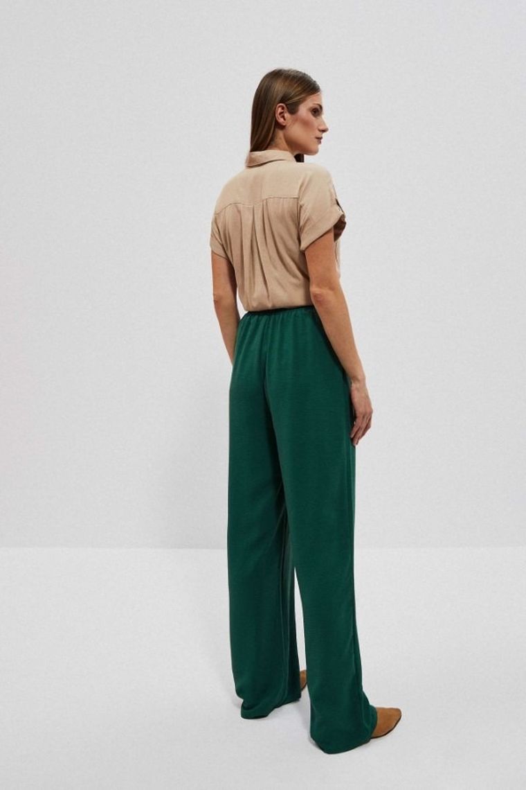 Spodnie materiałowe damskie, zielone, Moodo