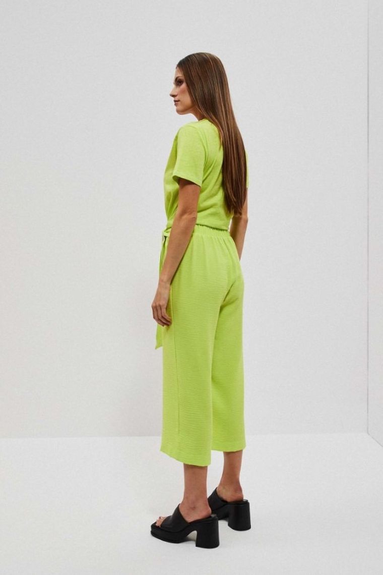 Spodnie materiałowe damskie, zielone, Moodo