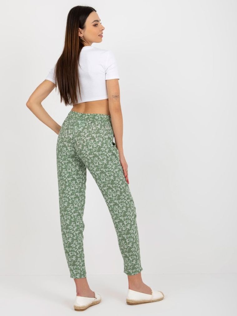 Spodnie materiałowe damskie, zielone, Sublevel