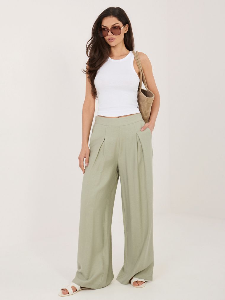 Spodnie materiałowe damskie, zielone, Sublevel