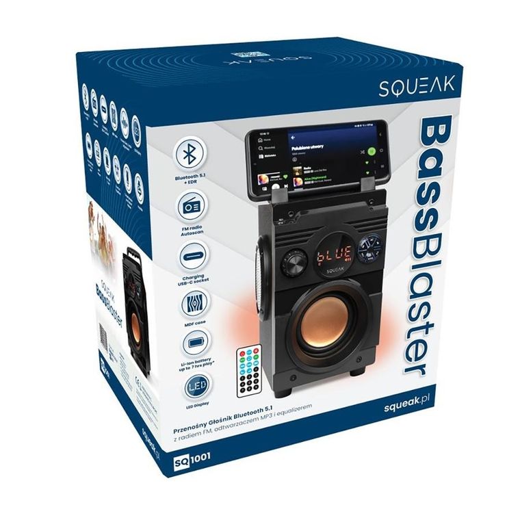 Squeak Głośnik Bassblaster Bluetooth, 5.1, Radio Fm, Odtwarzacz Mp3 Sq1001