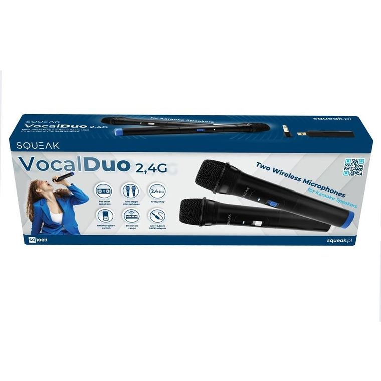 Squeak, VocalDuo, zestaw mikrofonów do karaoke, 2,4G, SQ1007