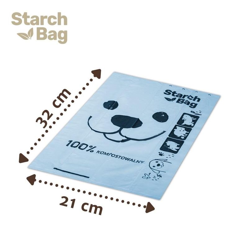 Starch Bag, BIOworki, worki na śmieci, czarne, 8 rolek x 15 szt.