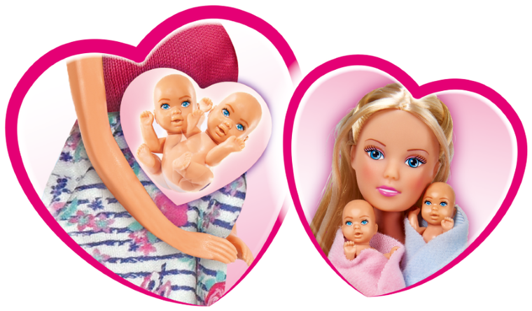 Steffi Love, lalka w bliźniaczej ciąży, 2 bobasy, zestaw z akcesoriami