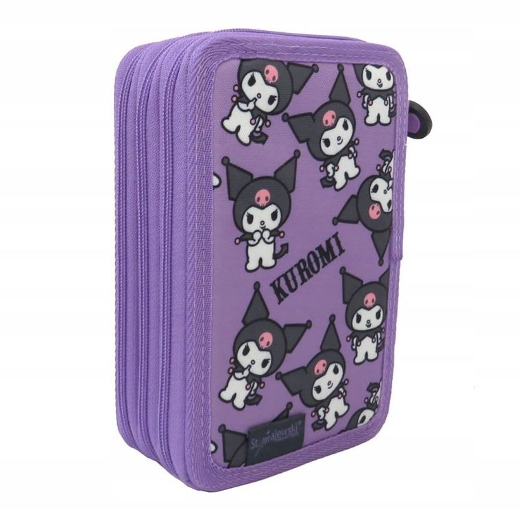 St.Majewski, Kuromi, piórnik rozkładany, potrójny, z wyposażeniem, Violet