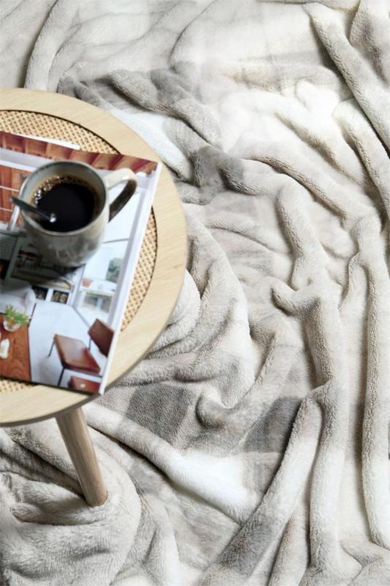 Stof, koc pluszowy scotland w kratę, 130-160 cm