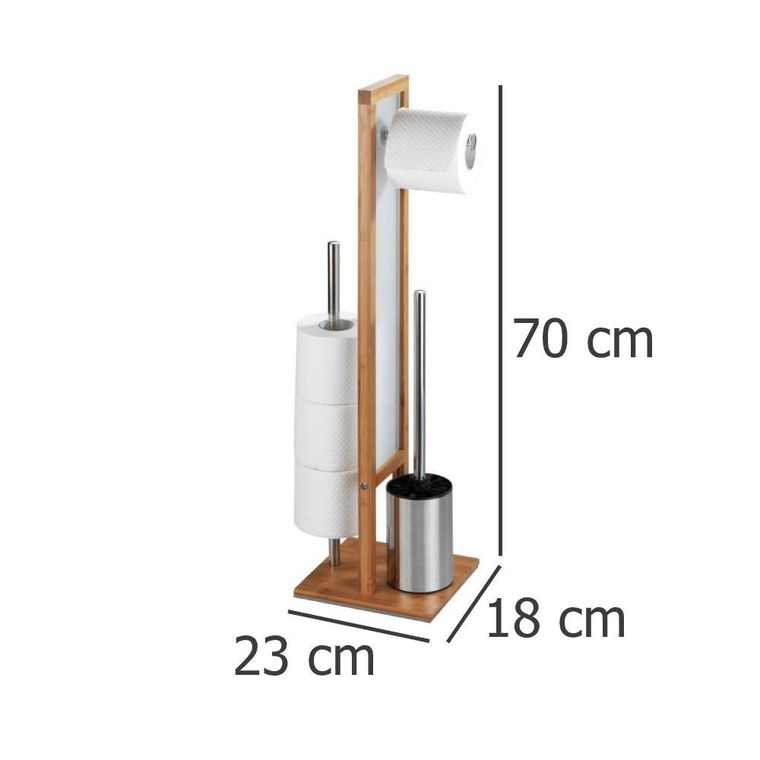 Stojak na papier toaletowy i szczotkę wc, Rivalta, 3w1, bambus