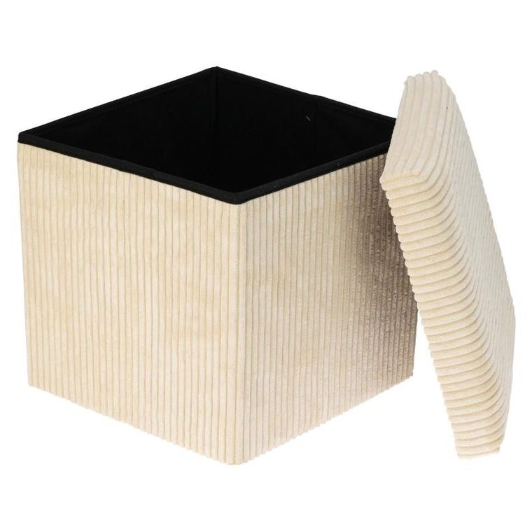 Storage Solutions, pufa ze schowkiem sztruksowa, Tobo, 38-38-38 cm