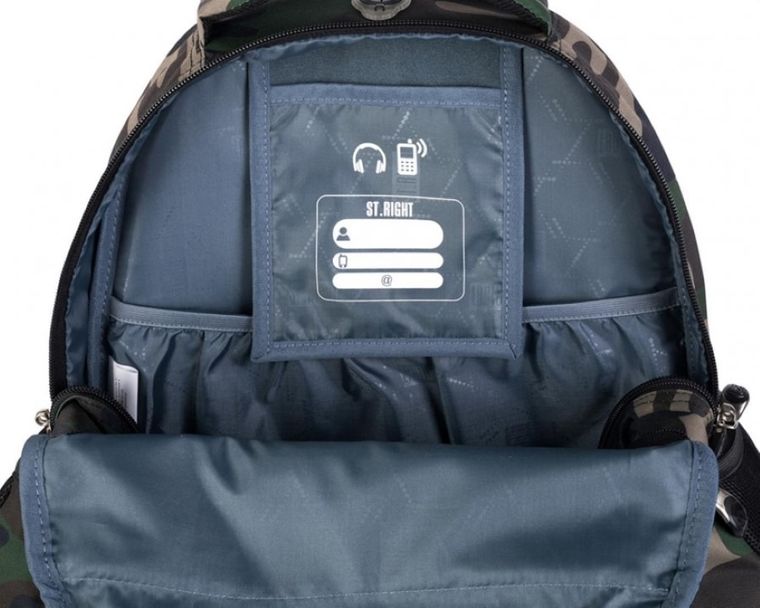 St.Right, plecak szkolny, 4-komorowy, Moro