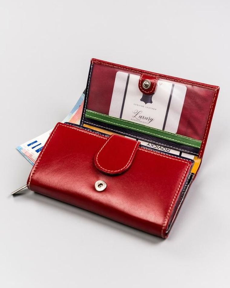 Stylowy portfel z kolorowej skóry naturalnej, Rovicky