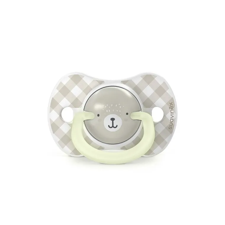 Suavinex, SX Pro, Wild & Free, smoczek fizjologiczny, beżowy, świecący, 6-18 m, 2 szt.