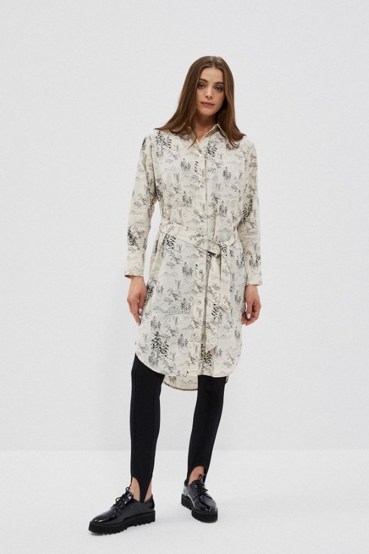 Sukienka damska, beżowa, Moodo