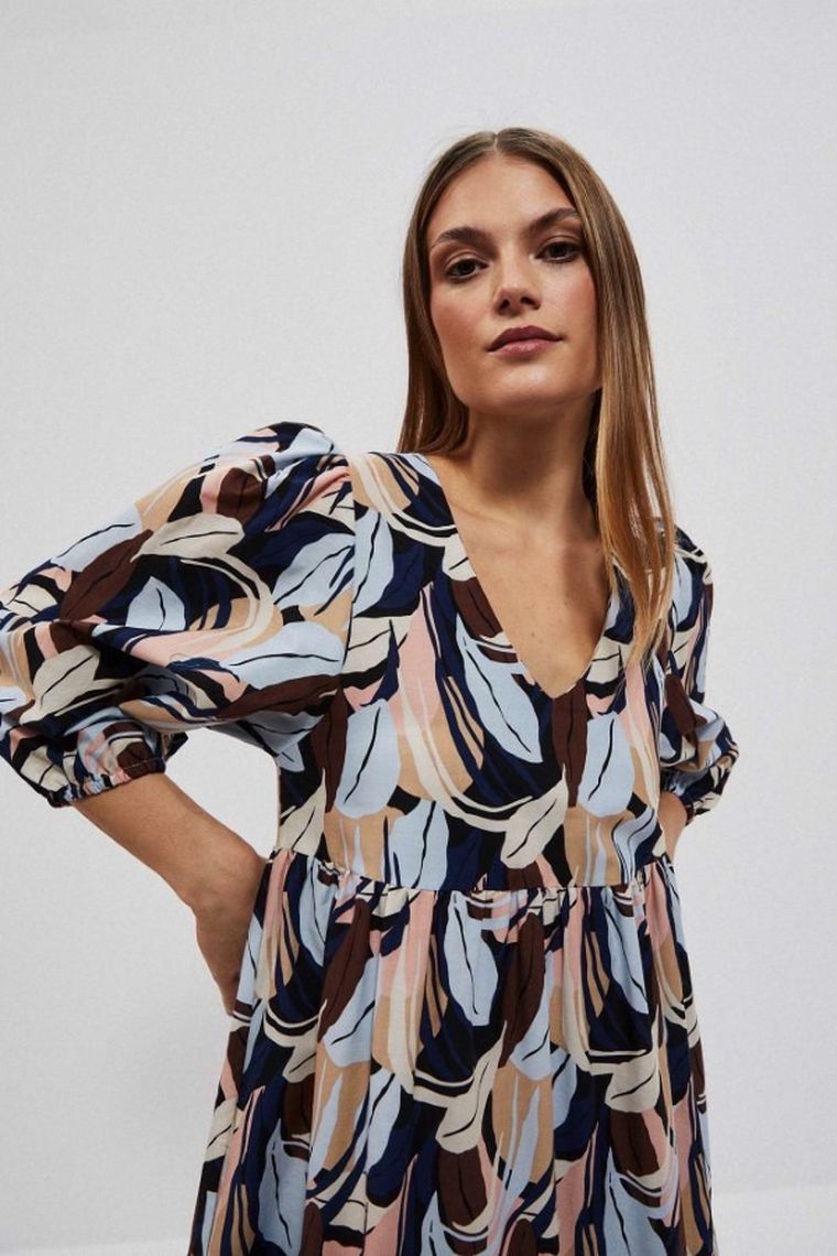 Sukienka damska, beżowa, Moodo