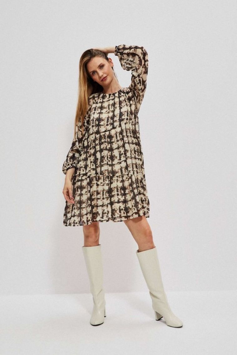 Sukienka damska, beżowa, Moodo