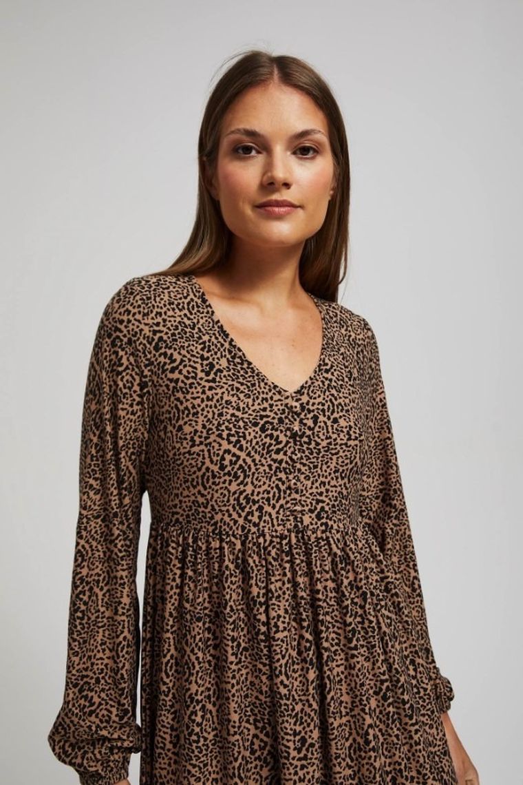 Sukienka damska, beżowa, Moodo