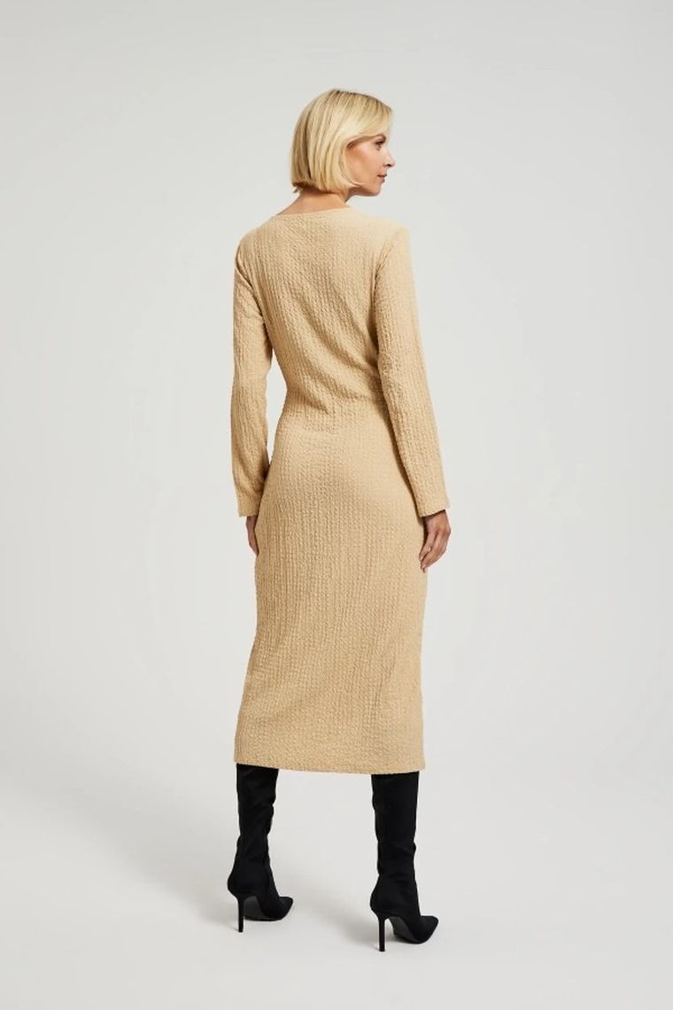 Sukienka damska, beżowa, Moodo