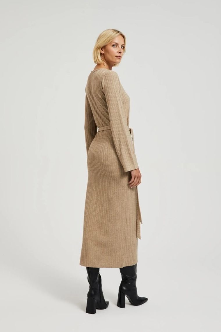 Sukienka damska, beżowa, Moodo