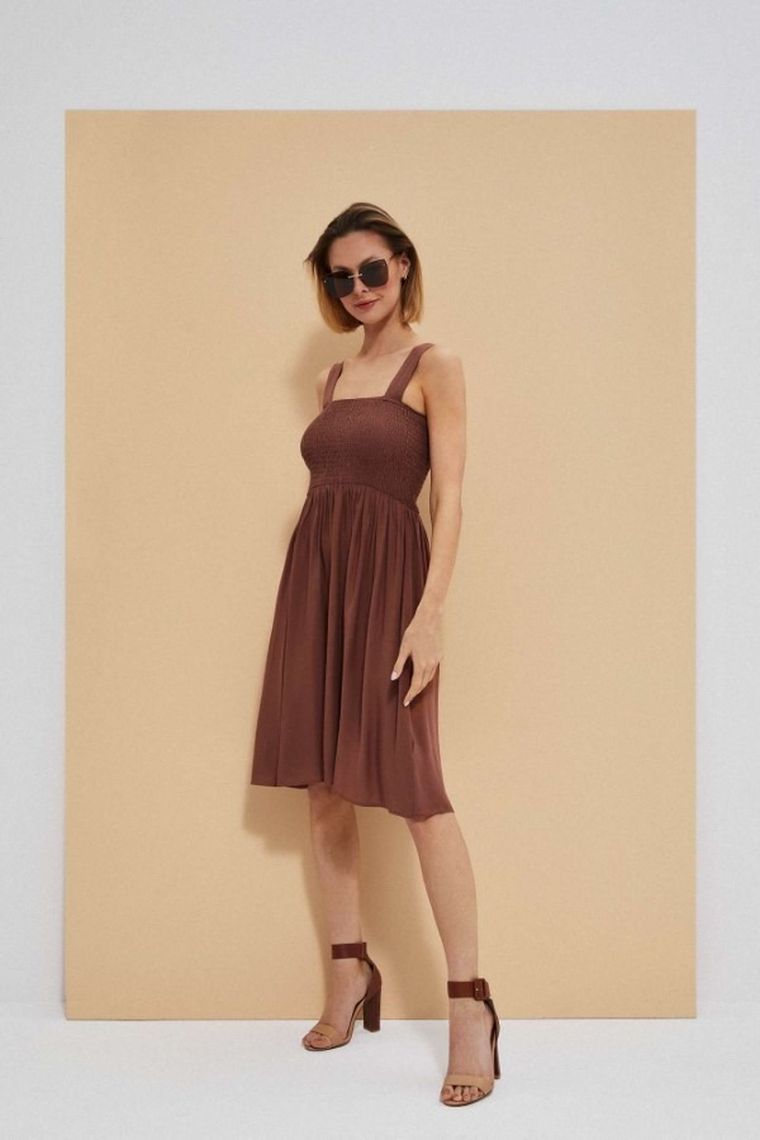 Sukienka damska, brązowa, Moodo