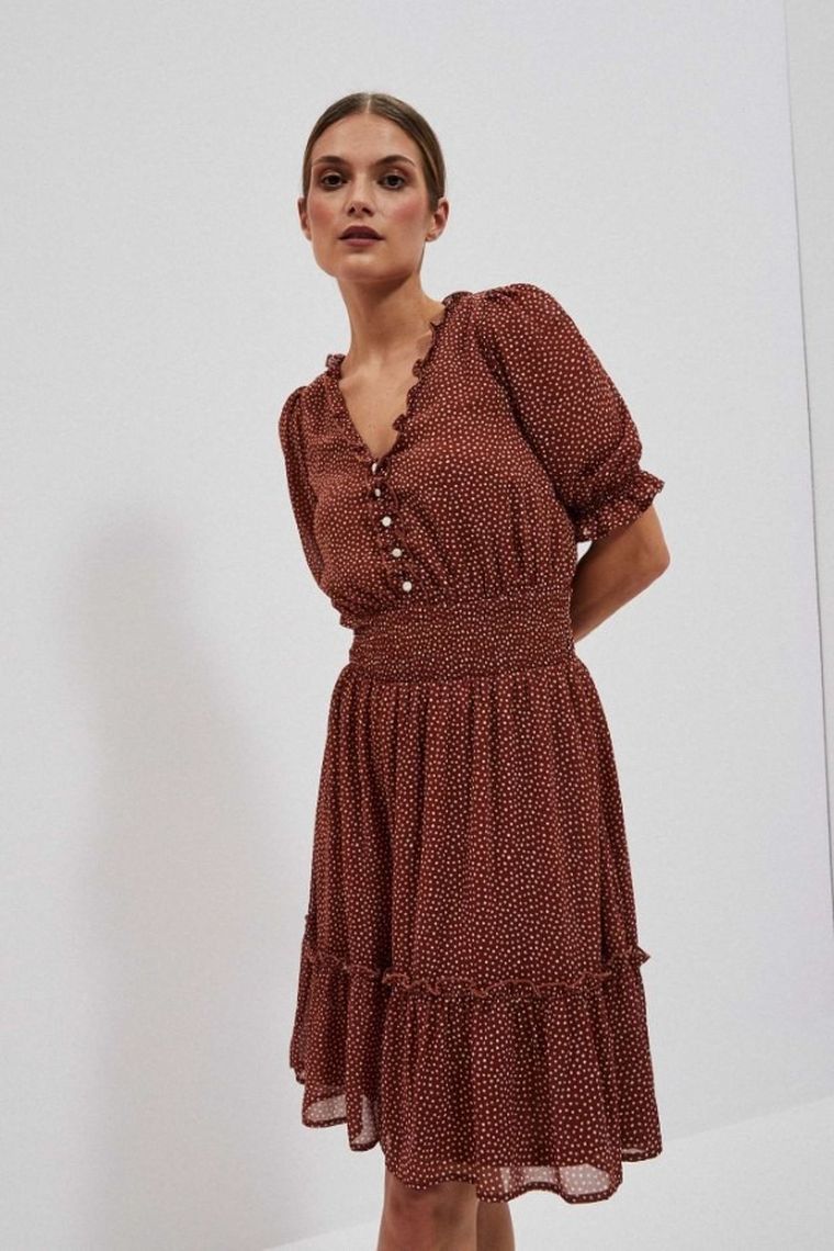 Sukienka damska, brązowa, Moodo