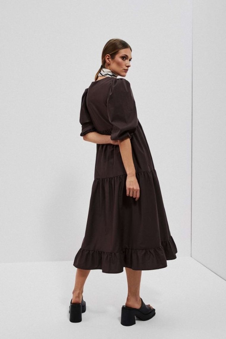 Sukienka damska, brązowa, Moodo