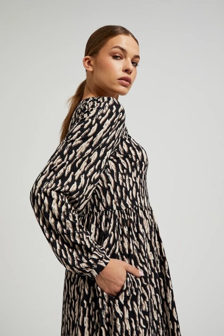 Sukienka damska, brązowa, Moodo