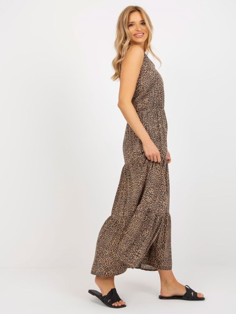 Sukienka damska na ramiączka, brązowa, Sublevel