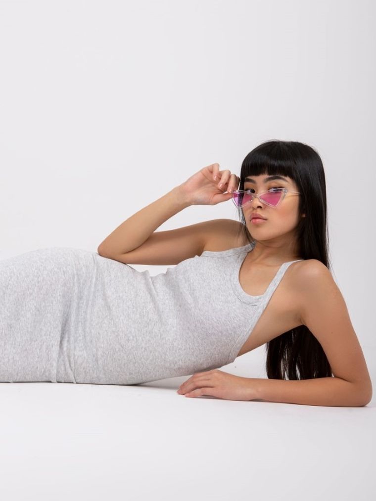 Sukienka damska na ramiączka, szara, Sublevel