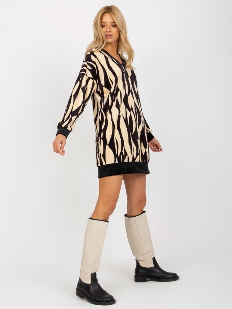 Sukienka damska, welurowa, mix, Rue Paris