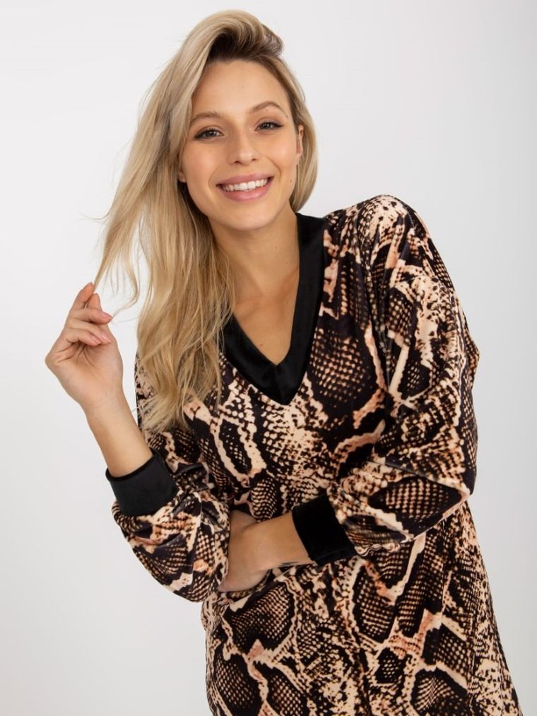 Sukienka damska, welurowa, mix, Rue Paris