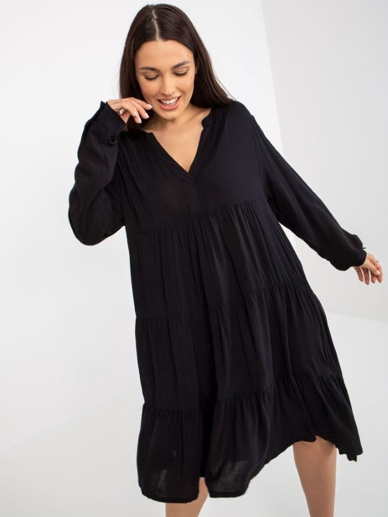 Sukienka damska z długim rękawem, czarna, Sublevel