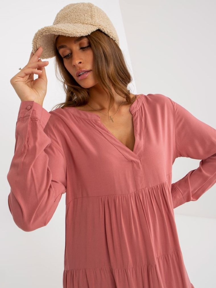 Sukienka damska z długim rękawem, różowa, Sublevel