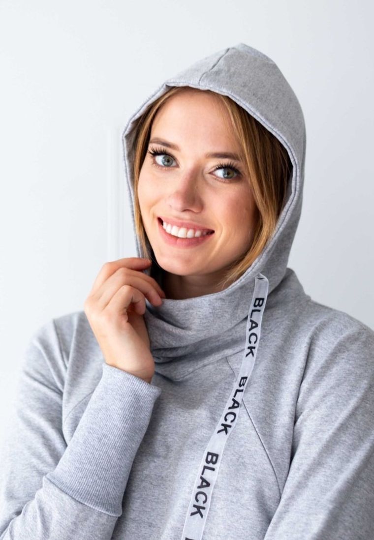 Sukienka damska z kapturem, ciążowa, szara, Miracle