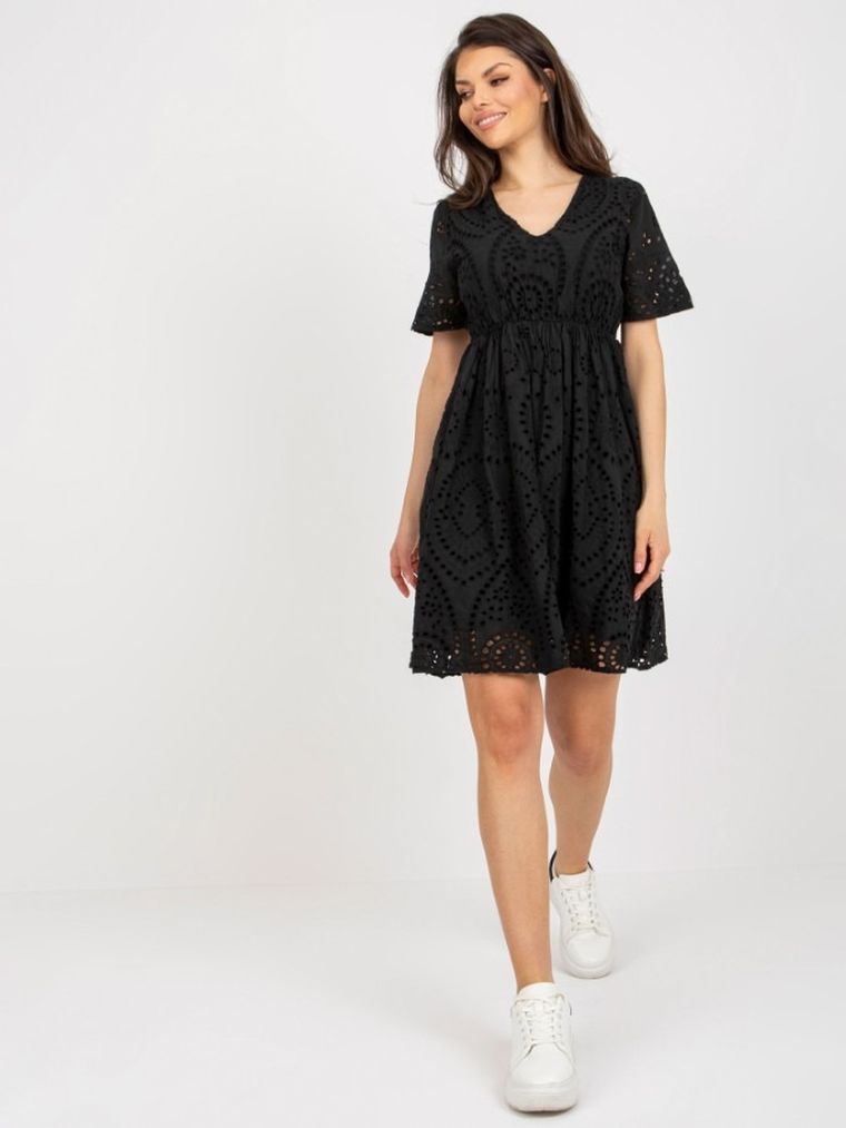 Sukienka damska z krótkim rękawem, czarna, Och Bella