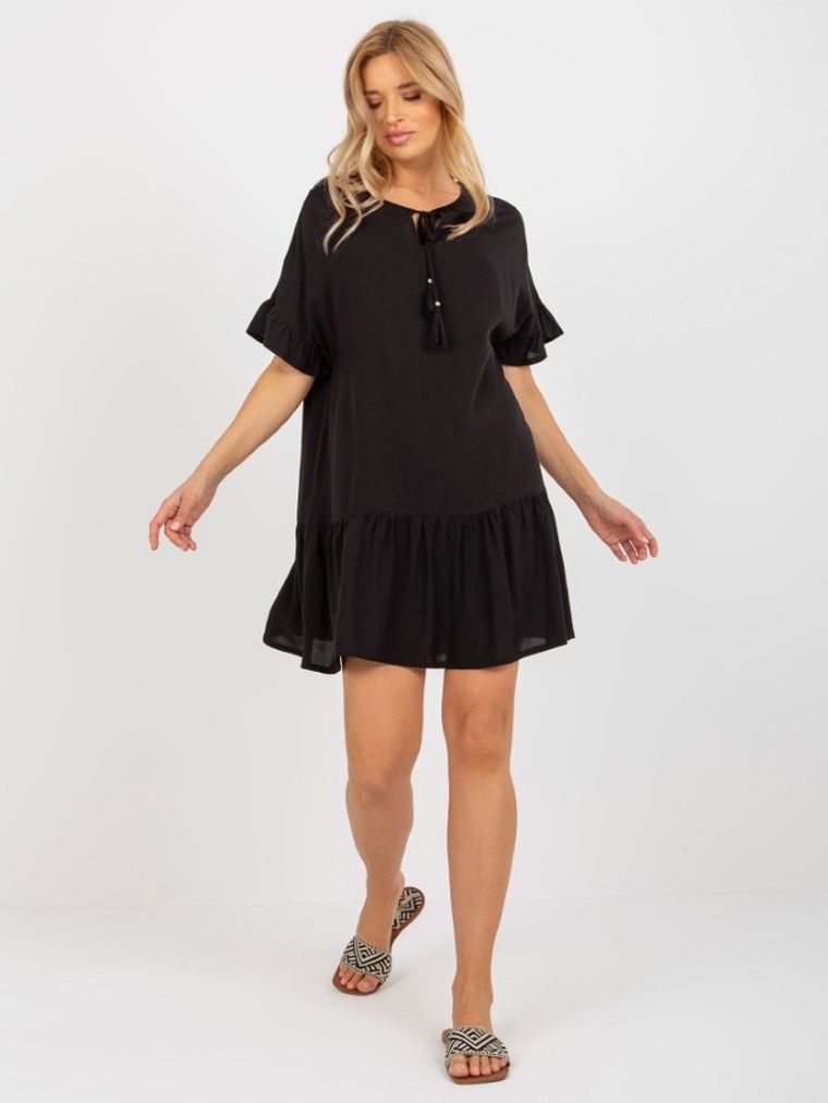 Sukienka damska z krótkim rękawem, czarna, Sublevel