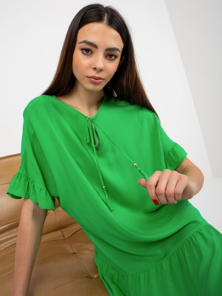 Sukienka damska z krótkim rękawem, zielona, Sublevel