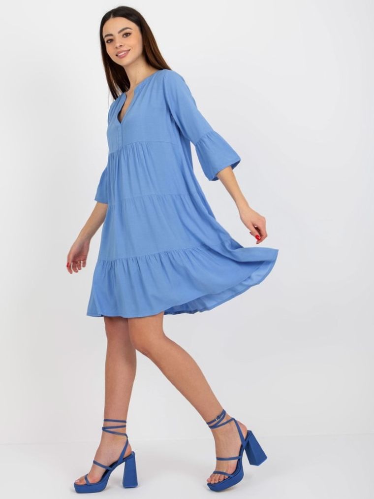 Sukienka damska z rękawem 3/4, niebieska, Sublevel