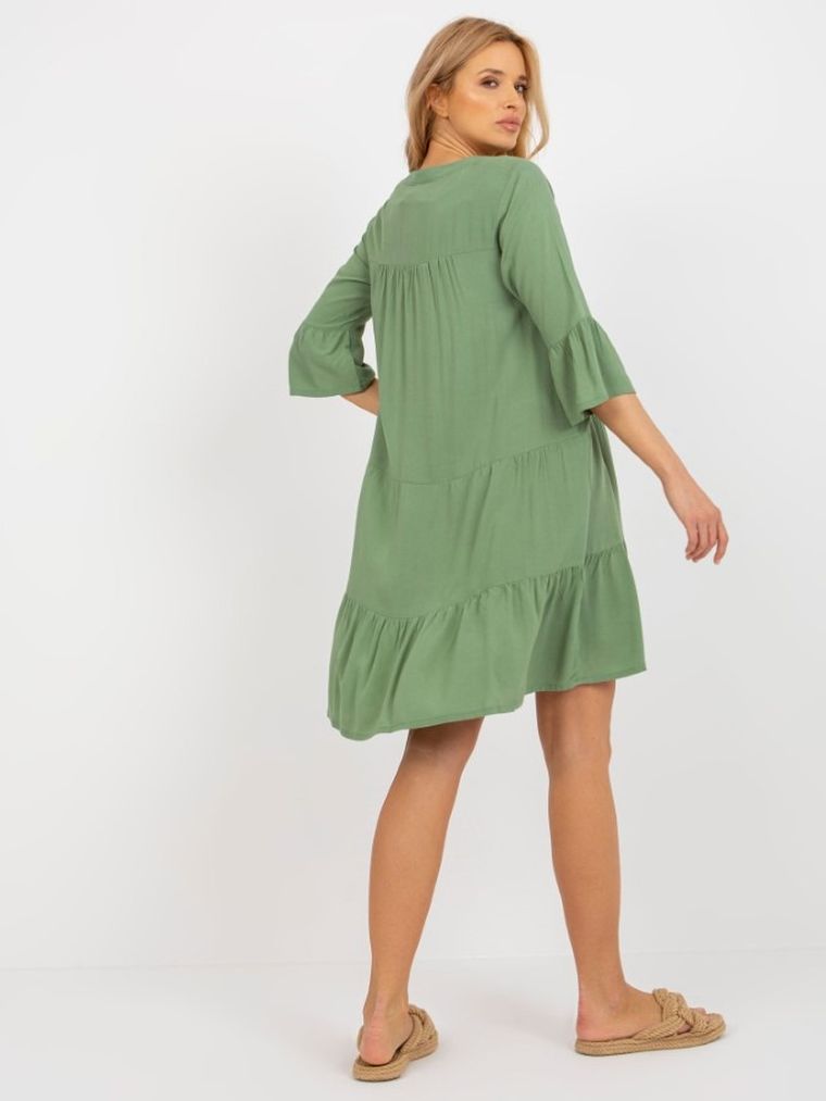 Sukienka damska z rękawem 3/4, zielona, Sublevel