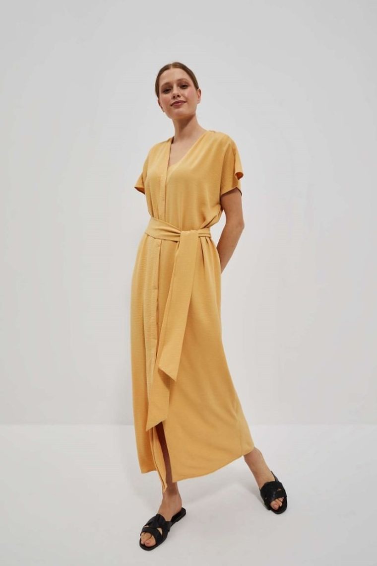 Sukienka damska, żółta, Moodo