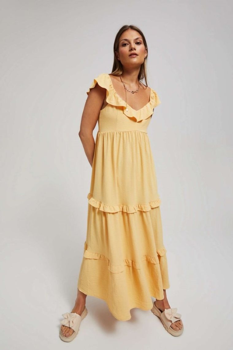 Sukienka damska, żółta, Moodo