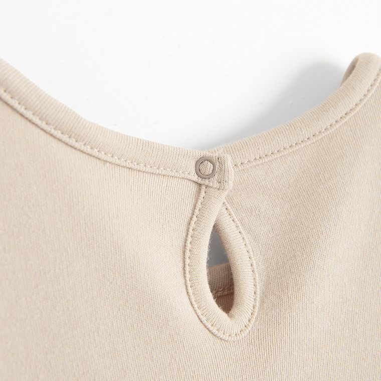 Sukienka dziewczęca z długim rękawem, beżowa, Nicol