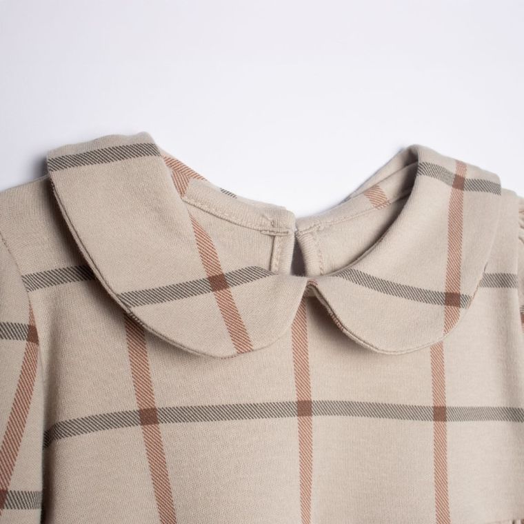 Sukienka dziewczęca z długim rękawem, beżowa, Nicol