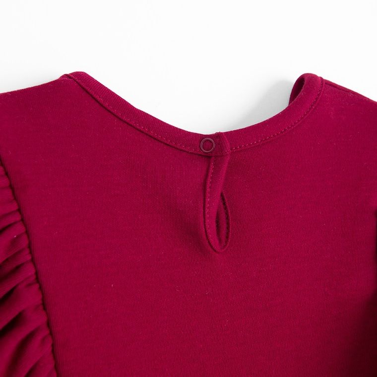 Sukienka dziewczęca z długim rękawem, bordowa, Nicol