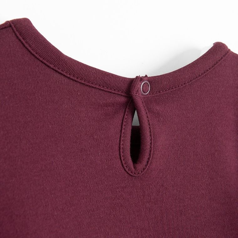 Sukienka dziewczęca z długim rękawem, burgundowa, Nicol