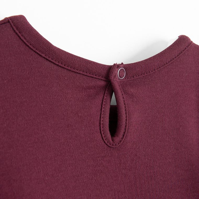 Sukienka dziewczęca z długim rękawem, burgundowa, Nicol