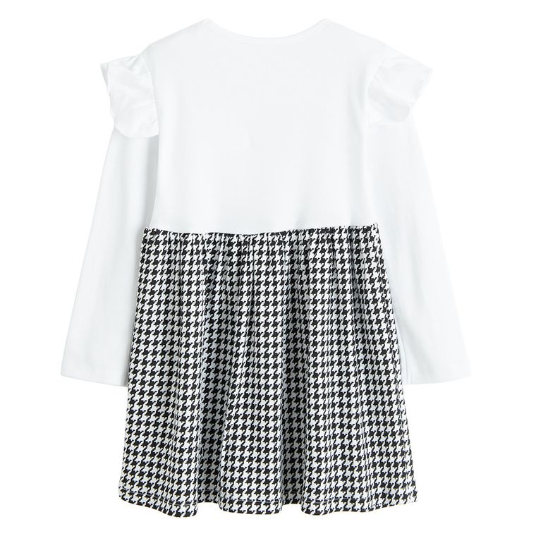 Sukienka dziewczęca z długim rękawem, czarno-biała, Nicol