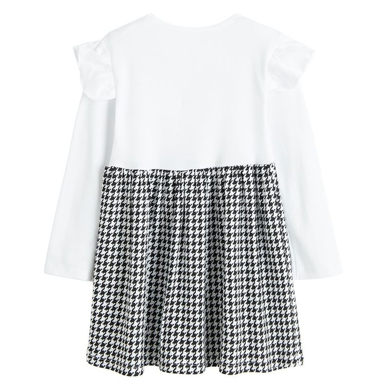 Sukienka dziewczęca z długim rękawem, czarno-biała, Nicol