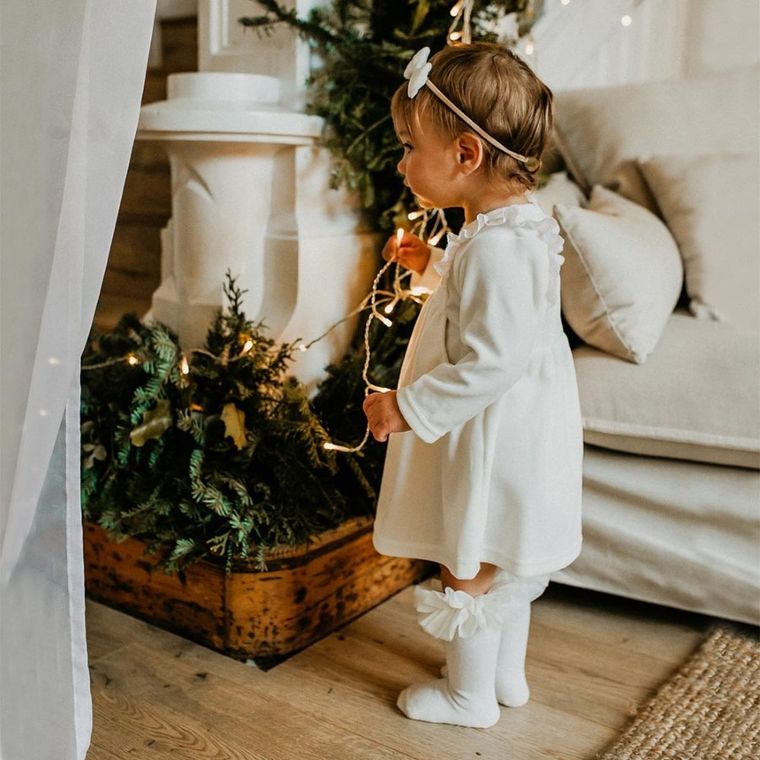 Sukienka dziewczęca z długim rękawem, ecru, Eevi